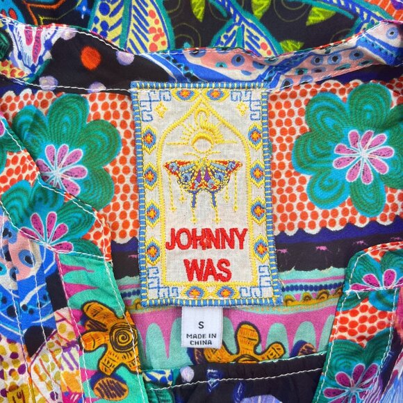 NWOT Johnny Was Zellah Silk Floral Ruffles Pleated V-neck Blouse Size S - Picture 10 of 15